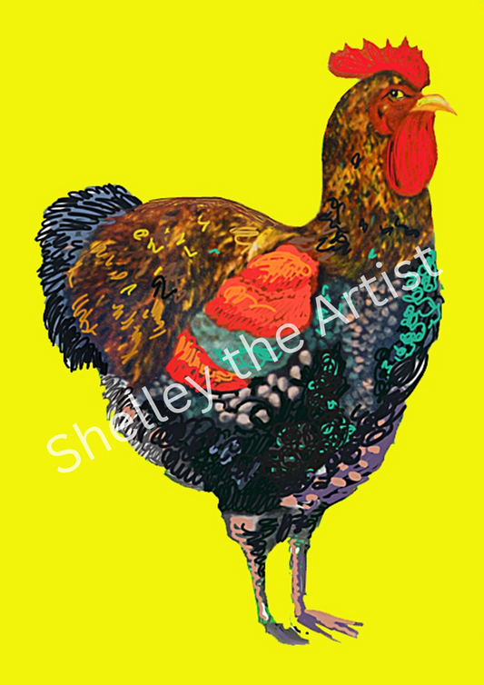 Rooster on Yellow